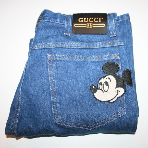 Gucci x Disney Men's Mickey Mouse Patch Embroidered Jeans - Picture 4 of 6